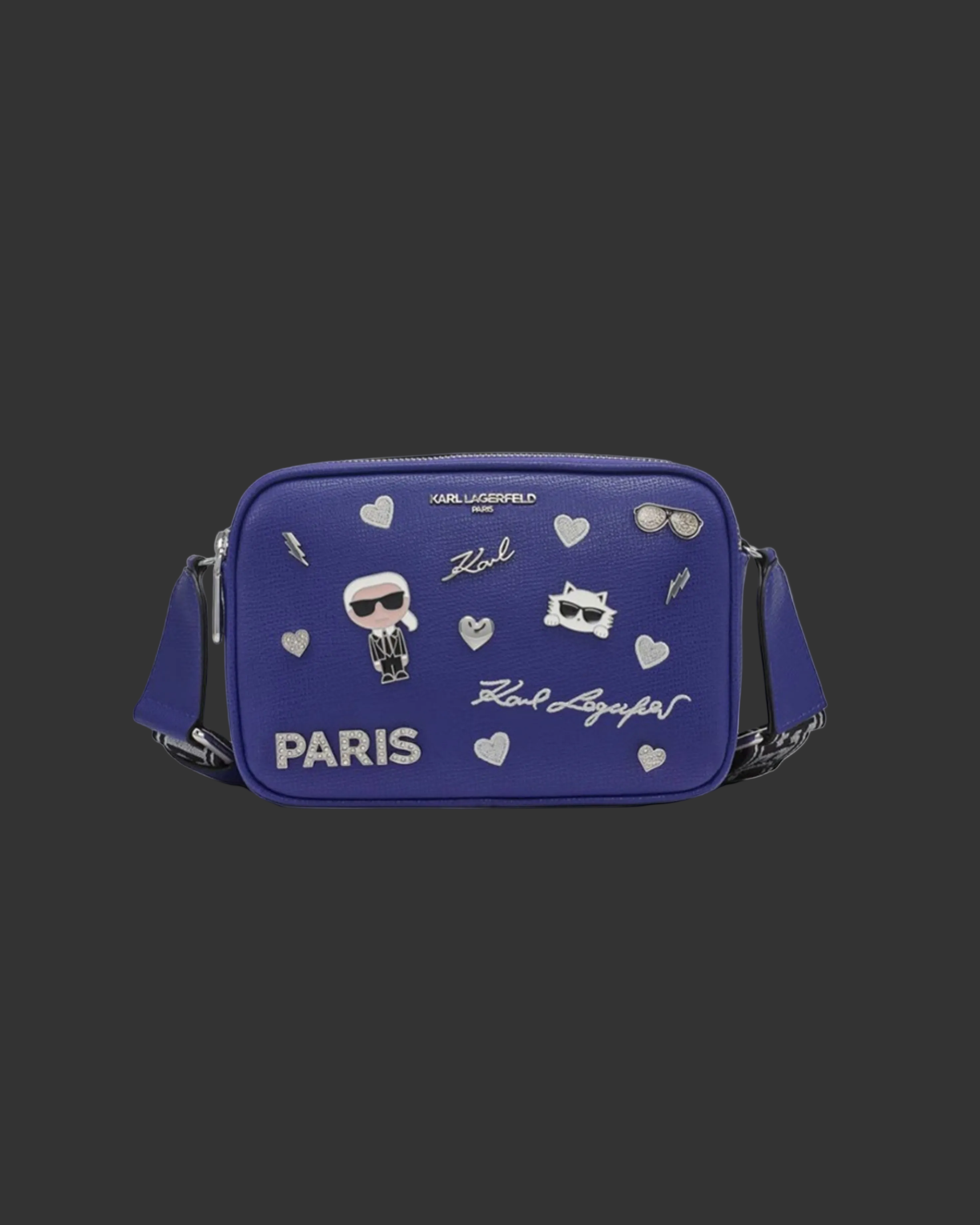 Karl Lagerfeld Maybelle Cate Pins Crossbody Camera Bag - "Blue"