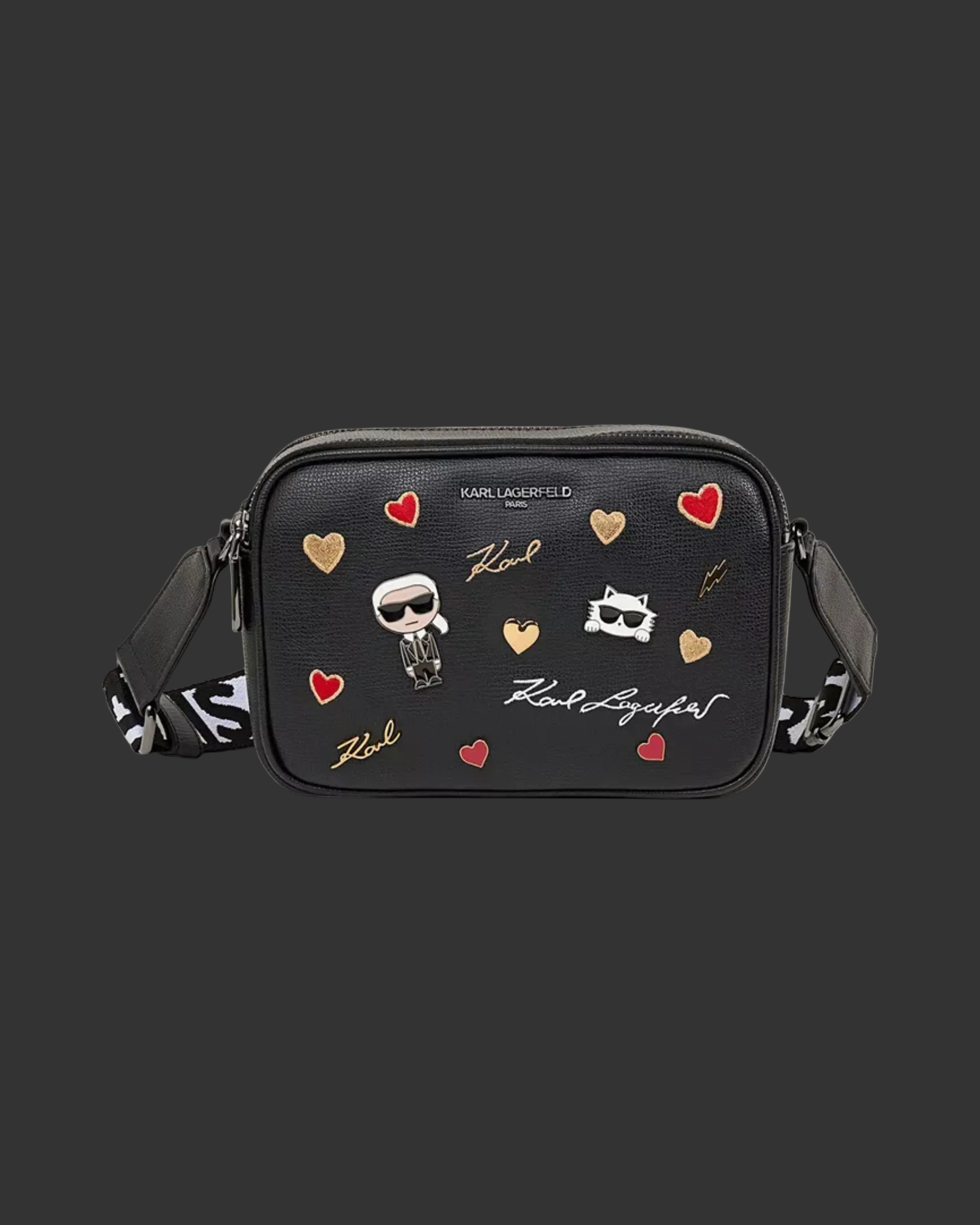 Karl Lagerfeld Maybelle Cate Pins Crossbody Camera Bag - "Black"