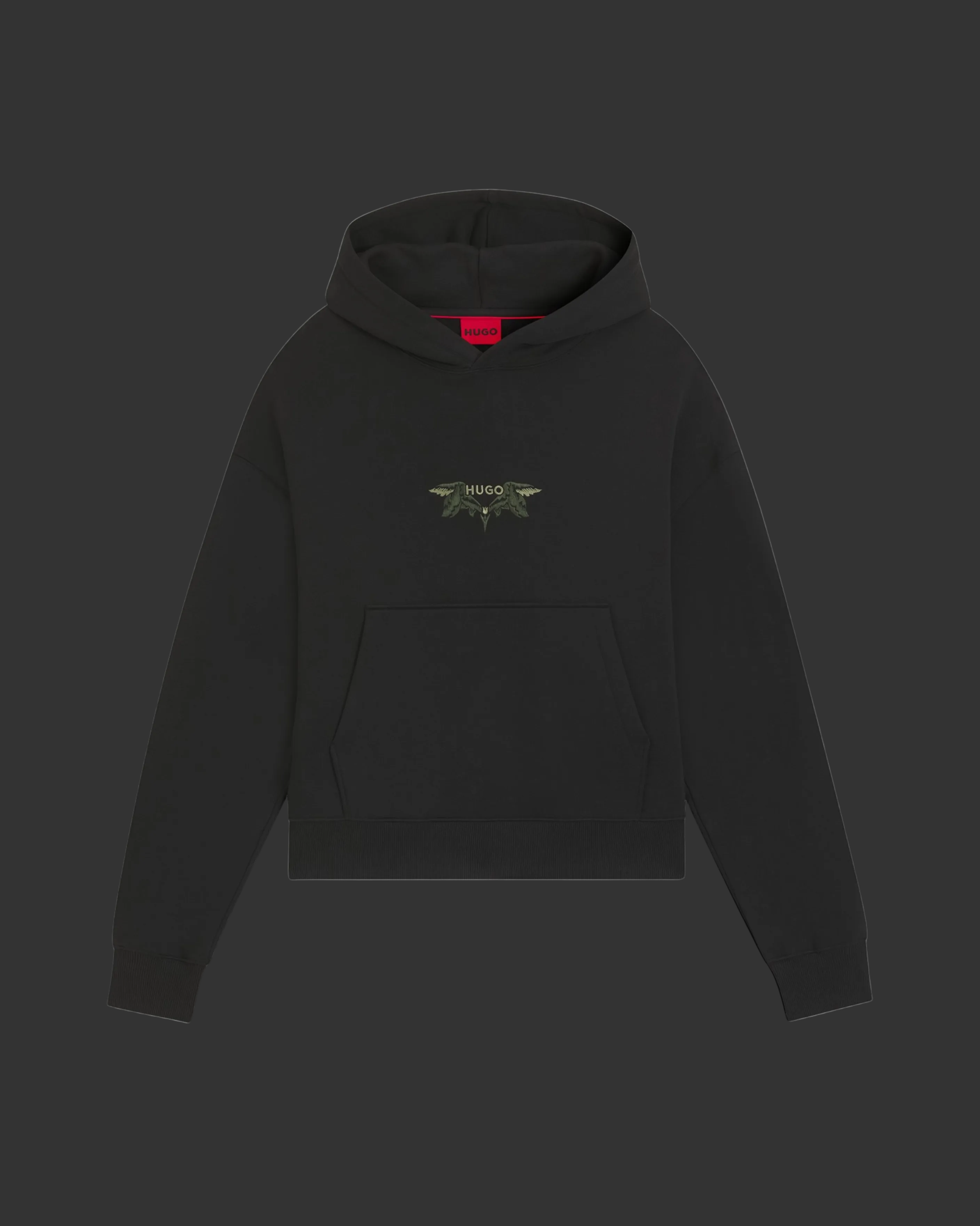Hugo Boss Cotton-Terry Hoodie Embroidered Artwork - "Black"