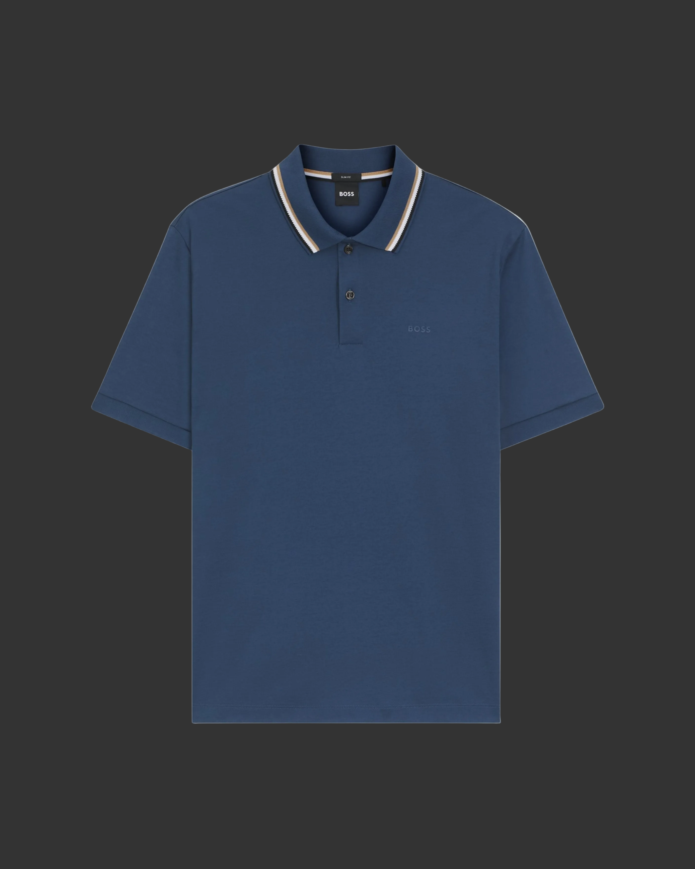 Hugo Boss Striped-Collar Slim-fit Polo Shirt - "Blue"