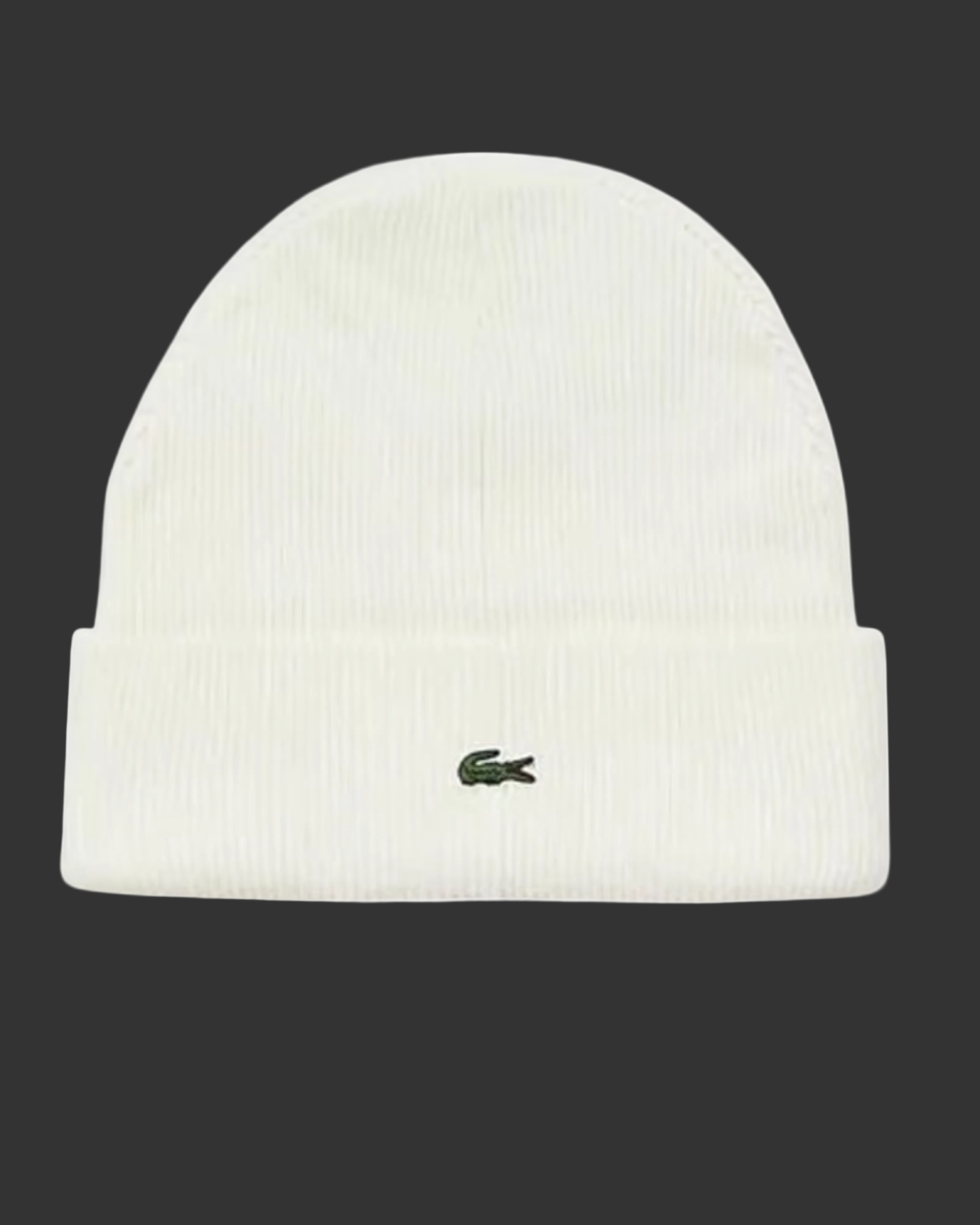 Lacoste Small Logo Cuff Beanie - "White"
