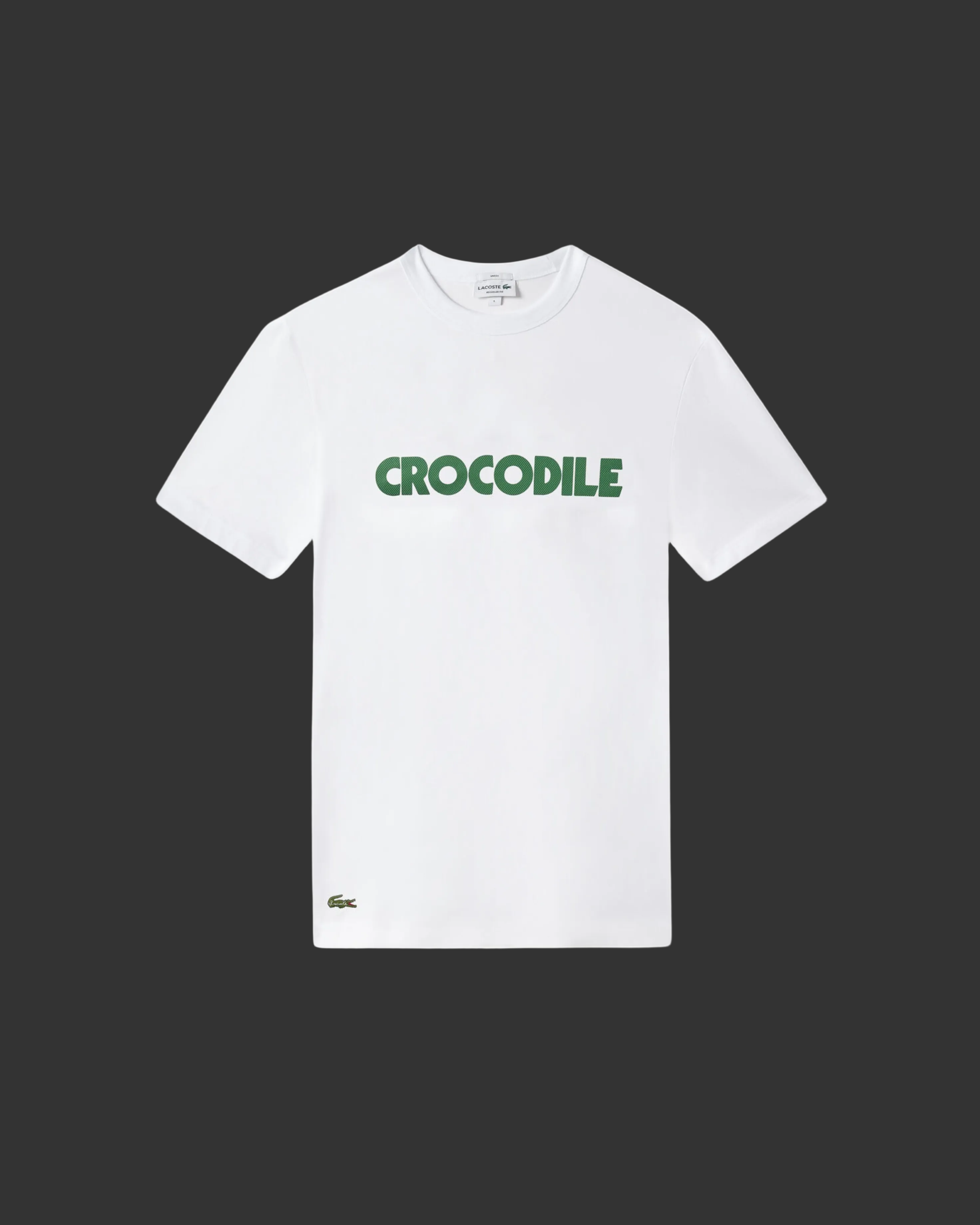 Lacoste Pique Effect Slogan T-shirt - "White/Green"