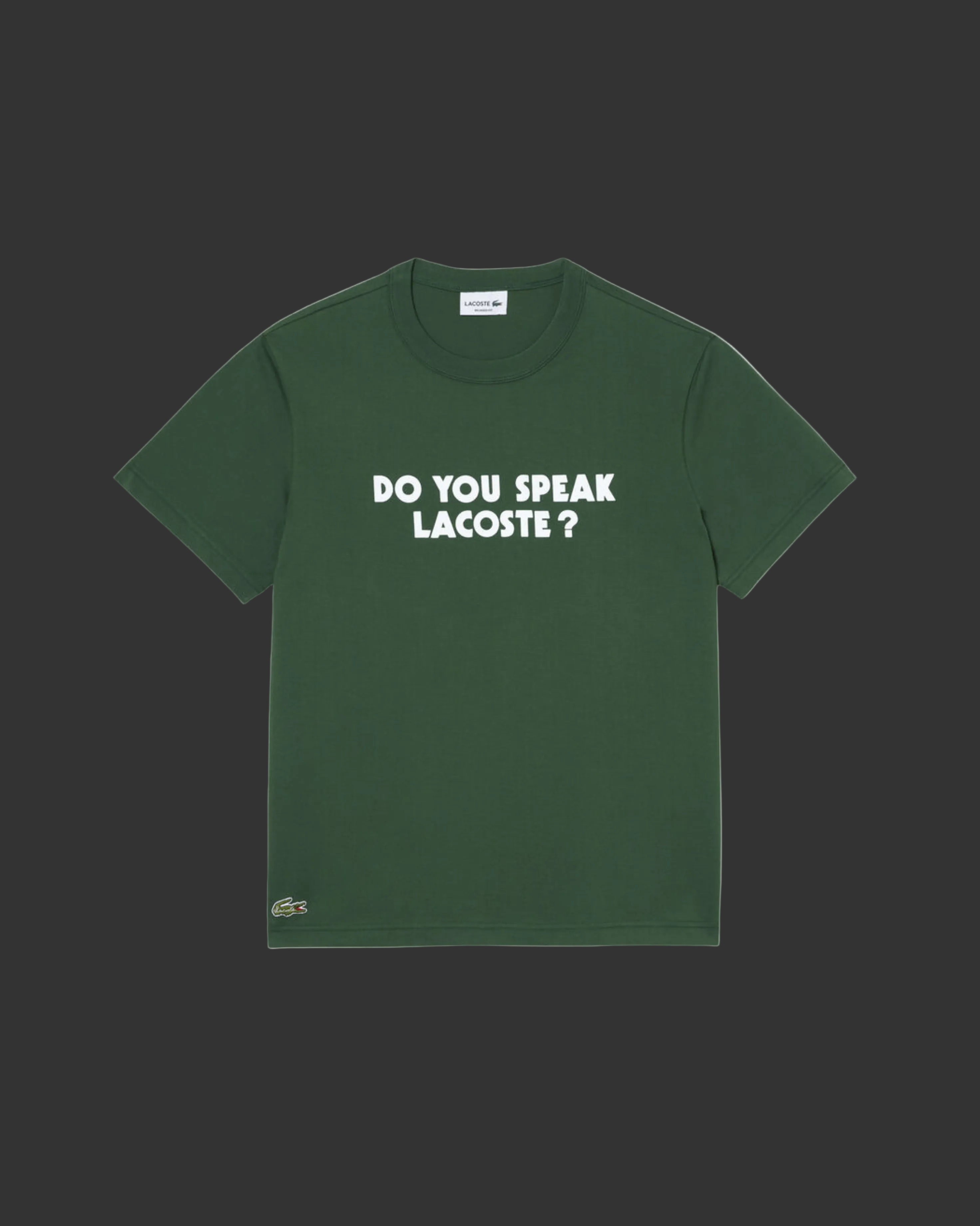 Lacoste Pique Effect Slogan T-shirt - "Green"